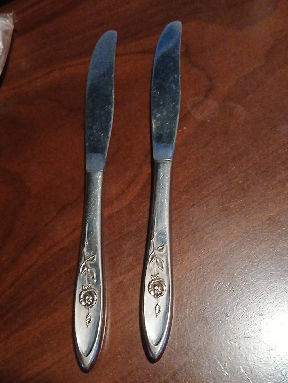 Floral Handle Stainless Butter Knives - Set of 2